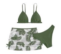 Generico Costume Bambina 3 Pezzi Bikini, Costumi da Bagno Ragazze e Adolescenti Set Bikini con Gonna da Bagno Costumi da Mare Estivi Swimwear per Spiaggia Piscina 8-18 Anni