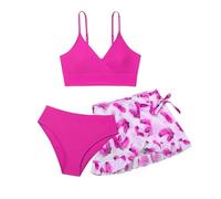Generico Costume Bambina 3 Pezzi Bikini, Costumi da Bagno Ragazze e Adolescenti Set Bikini con Gonna da Bagno Costumi da Mare Estivi Swimwear per Spiaggia Piscina 8-18 Anni
