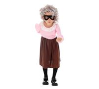 Generico Costume Bambina Anziana Nonna | Cotone Morbido, Gonna Lunga, per School Play