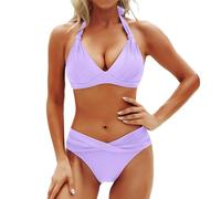 Generico Costume Bikini Due Pezzi Donna Imbottito Bikini Push up No Segno Abbronzatura Donna Mare Costumi Vita Alta da Bagno Curvy Abbigliamento da Spiaggia Imbottito Sportivo