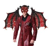 Generico Costume Carnevale Adulti Completo Demone con Ali e Maschera Due Pezzi per Party e Performance Set Accessori per Feste a Tema Costumi Divertenti per Adulti(Red, One Size)