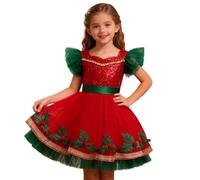 Generico Costume Carnevale Bambina,Abito da Festa per Bambine con tutù A Blocchi di Colore E Rifiniture in Pizzo per Bambine dai 18 Ai 24 Anni Abito da Spettacolo per Le Feste