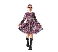 Generico Costume Carnevale Bambina Elegante Stile Retrò Hippie Per Performance Feste E Cosplay Completo Per Bambine Vestito Retrò Anni 70 Bambina