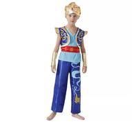 Generico Costume Carnevale Bambini Genio Della Lampada Con Tessuto Lucente E Pantaloni A Sbuffo Set Completo Per Feste Magiche E Spettacioni Per La Recitazione Fiabesca E Incantata(Blue, 7-9 Years)