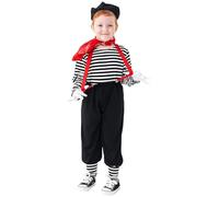 Generico Costume Carnevale Bambini Pagliaccio Elegante Stile Corte Completo da Sfilata Performance Halloween Cosplay Festa Buffo Naso Cappello Spettacolo Bambino(Black, L)