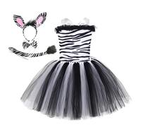 Generico Costume Carnevale Bambino,Costume da Animale per Neonato Ragazze Vestito da Principessa Tutu Leopardo/Giraffa/Zebra Abito con Fascia Coda Cosplay Carnevale Halloween