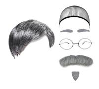 Generico Costume Carnevale Bambino da Nonno per i 100 Giorni di Scuola Completo con Cappello Occhiali e Gilet Parrucca da Vecchietto per Bambini(GY1, One Size)