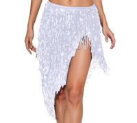 Generico Costume Carnevale Donna Curvy,Elegante Sciarpa Per Danza Del Ventre Con Paillettes Scintillanti E Frange Per Esibizioni E Prove