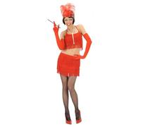 Generico Costume Charleston Donna Rosso con Frange, Taglia S, Top e Gonna per Carnevale e Feste a Tema Anni '20