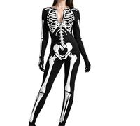Generico Costume Con Silhouette Di Scheletro Da Per Donna Scheletri, Teschi, Morte, Horror - Carnevale E Halloween Costume Per Adulto E Accessori Per Feste