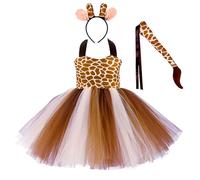 Generico Costume Cosplay Animale per Bambina Vestita da Compleanno Principessa Mucca Abito in Tulle con Fascia e Coda Vestiti di Carnevale