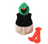 Generico Costume da anatra selvatica per neonati, bambini e bambine, con cappuccio, senza maniche, leggings, set di vestiti (Black, 12-18 Months)