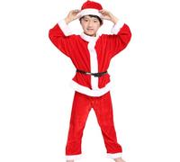 Generico Costume da Babbo Natale per bambino, Include pantaloni, maglietta, cintura e cappello, Natale - Tenuta per bambini per feste, Carnevale