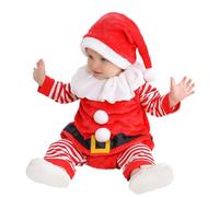 Generico Costume da Babbo Natale per Neonati e Bambini Morbido Completo Festivo con Cappello Feste (Red, 3-6 Months)