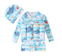 Generico Costume da Bagno Bambini Bambine Costumi da Bagno Protezione Solare Costumi Costume Intero Galleggiante Galleggiante Regolabile Piscina Formazione,Indossare una cuffia da nuoto