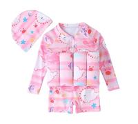 Generico Costume da Bagno Bambini Bambine Costumi da Bagno Protezione Solare Costumi Costume Intero Galleggiante Galleggiante Regolabile Piscina Formazione,Indossare una cuffia da nuoto