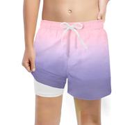Generico Costume da Bagno Bambino Pantaloncini Mare Ragazzo Shorts Piscina con Fodera Compressione Stampa Sfumata Fiamma Rapida Asciugatura Bermuda Spiaggia Boxer Doppia Fodera Protezione Irritazioni