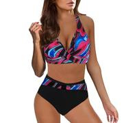 Generico Costume da bagno con ferretto coppa E reggiseno coppa D da donna taglie grandi coppa F 42 ferretto bikini da donna set bikini scollo a V vita alta bikini set due pezzi bikini set costume da