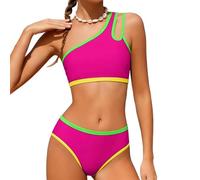Generico Costume da Bagno da Bambina Due Pezzi con Spalline e Imbottitura sul Petto Bikini colorato Taglie 7-16 Anni