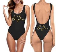 Generico Costume da Bagno da Donna Bride Bikini Sexy Costumi da Bagno Intero da Sposa con Scollo a V Costume Team Bride to be Addio al Nubilato Costume Nuoto da Donna Backless Bather Beachwear