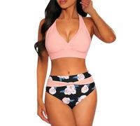 Generico Costume da Bagno Donna Costume Bianco Intero Donna 2024 Nuovo Split Wrap Hollow out Bikini Tinta Unita Sexy a Vita Alta Bikini di Rapida Nuoto Costumi da (Rose Gold, M)