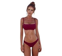 Generico Costume da Bagno Donna Estate Push Up Curvy Beachwear Due Pezzi Vita Alta Sexy Swimwear Bikini Sets Regolabile Triangolo Hot Costumi da Bagno Elastico Surf Taglie Forti Costume Piscina