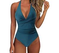 Generico Costume da Bagno Intero da Donna con Controllo della Pancia Push up Costume Intero Donna con Halter Imbottito Elegante Curvy Costumi da Bagno Donna Spiaggia Estate Beachwear