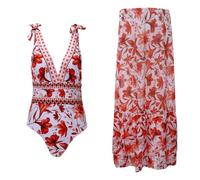 Generico Costume da Bagno Intero Donna, Costumi Donna Mare, Versatile Swimsuit for Beach And Pool Stylish V Neck Design with Prints for Spring Summer And Fall Relaxing Days