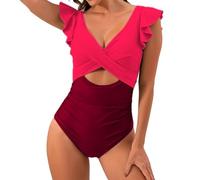 Generico Costume da Bagno Intero Donna Estate Elegante Sexy Costumi Interi Vita Alta Curvy Incrociato Davanti Costume da Bagno Surf Scollo a V Costumi da Nuoto Sportivo Piscina Swimwear Swimsuit