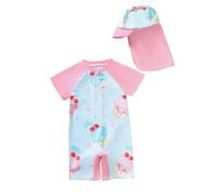 Generico Costume da Bagno Intero per Ragazze - Ragazze Bikini Set Mode Costume da Bagno per Bambine 2 Pezzi con Stampa di Anguria e Cuffia da Bagno per Neonati e Bambini (White 6-12 Months)