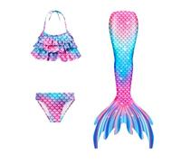 Generico Costume da Bagno per Bambine in 3 Pezzi, Costume da Bagno A di Pesce, Set per Bambine dai 4 Ai 13 Anni di Bambina