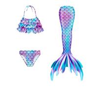 Generico Costume da Bagno per Bambine in 3 Pezzi, Costume da Bagno A di Pesce, Set per Bambine dai 4 Ai 13 Anni di Bambina