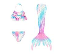 Generico Costume da Bagno per Bambine in 3 Pezzi, Costume da Bagno A di Pesce, Set per Bambine dai 4 Ai 13 Anni di Bambina