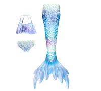 Generico Costume da Bagno per Ragazze Costume Intero 3 Pezzi con Volant Set di Costumi da Bagno Tankini Abbigliamento Mare Costumi da Bagno Sirena Bambini 4-13 Anni con Bikini Cosplay