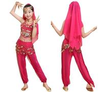 Generico Costume da Ballo for Bambina con Frange Bambini Danza del Ventre Costume Danza Orientale Ragazze Danza del Ventre Vestiti Danza Indiana Set di Costumi per Bambini