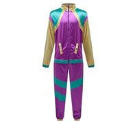 Genérico Costume da Carnevale per Uomini e Donne Costume da Allenamento 2 Pezzi Set con Paillettes Brillanti Costume da Ragazza degli Anni 80 Costume Alieno Spaziale