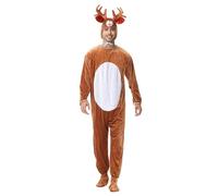 Generico Costume da Cervo dei Cartoni Animati con Cappuccio, Corna, Orecchie e Coda, Tuta con Zip per Adulto,Comodo Elegante Tempo libero Festivalmente Traspirabile Halloween e Cosplay