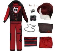 Generico Costume da Cosplay da uomo Zombie Victor Composto da Tre Pezzi Giacca in stile Punk Maglietta Pantaloni e Accessori Set per Carnevale di Halloween (a+parrucca, 140)