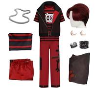 Generico Costume da Cosplay da uomo Zombie Victor Composto da Tre Pezzi Giacca in stile Punk Maglietta Pantaloni e Accessori Set per Carnevale di Halloween (b+parrucca, M)
