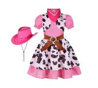Generico Costume da Cowgirl per Bambine,Abito da Gioco con Cappello da Cowboy - Abito Western da Bambina | per Cosplay Carnevale Compleanno Festa Spettacolo