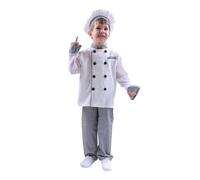 Generico Costume da cuoco per bambini con cappello e grembiule, gioco di ruolo, travestimento per feste di cucina e lezioni di cucina (White, 8-10 Years)