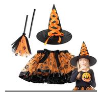 Generico Costume da di Halloween per Ragazze, Costume da per Ragazze | di Halloween con Cappello e Scopa | Gonna tutù da, Oggetti di Scena per Giochi di Ruolo per