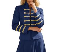 Genérico Costume da Direttore di Circo Uomo Giacca a Maniche Lunghe con Frange Uniforme da Circo Cappotto per Halloween e Cosplay Adam Jacke Music Festival, blu, S