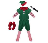 Generico Costume da elfo di Natale,Costume da elfo per bambini, da aiutante di Babbo Natale | Abiti festivi natalizi Abito da per cosplay natalizio
