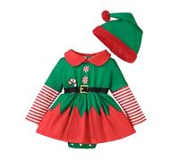 Generico Costume da Elfo di Natale per Bambini - Set con Vestito, Gonna, Cappelli, Calzini - per Prestazioni, Vacanze, St Patrick Day, Carnevale e Cosplay
