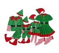 Generico Costume da Elfo Natalizio Set Vestito da Elfo Donna Uomo Ragazza Bambino Vestito Natale Bambina Elfi Natalizi Vestiti Costumi Carnevale Famiglia Abbinati Abito da FollettoDonna01