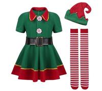 Generico Costume da elfo per bambini,Costume da elfo per adulto,Costumi 'aiutante di Babbo Natale per le vacanze - Abito da natalizio, abito per bambini, adulti, cosplay natalizio