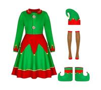 Generico Costume Da Elfo Per Bambini, Vestito, Piccolo Aiutante Di Babbo, Folletto, Fata, Costume Natale Vestito Elfo Carnevale Costumi Natale Feste
