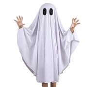 Generico Costume da Fantasma per Bambine, Mantello con Cappuccio e Tasca a Zucca, Abito Divertente e Leggero per Halloween, Carnevale e Feste in Maschera