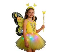 Generico Costume da Fata per Bambine - Gonna Tutu Luminosa Con Di Farfalla Fascia E Bacchetta - Costumi Per Gioco Di Ruolo Da Fata,per Party e Compleanni Halloween Natale e Carnevale per Ragazze